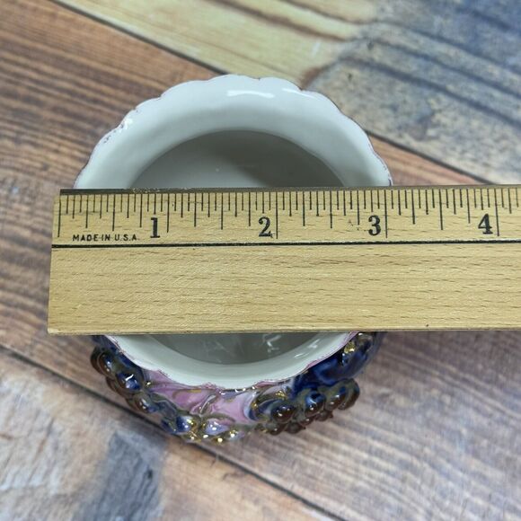 Antique German Gilded Footed 4 leg Pink Tea Cup - Porcelain Relief Grapes Gold - Picture 9 of 9